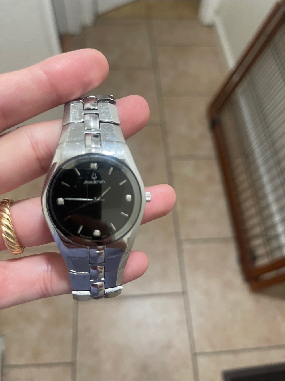 Bulova Silver Bracelet Watch with Black Dial - Picture 2 of 4